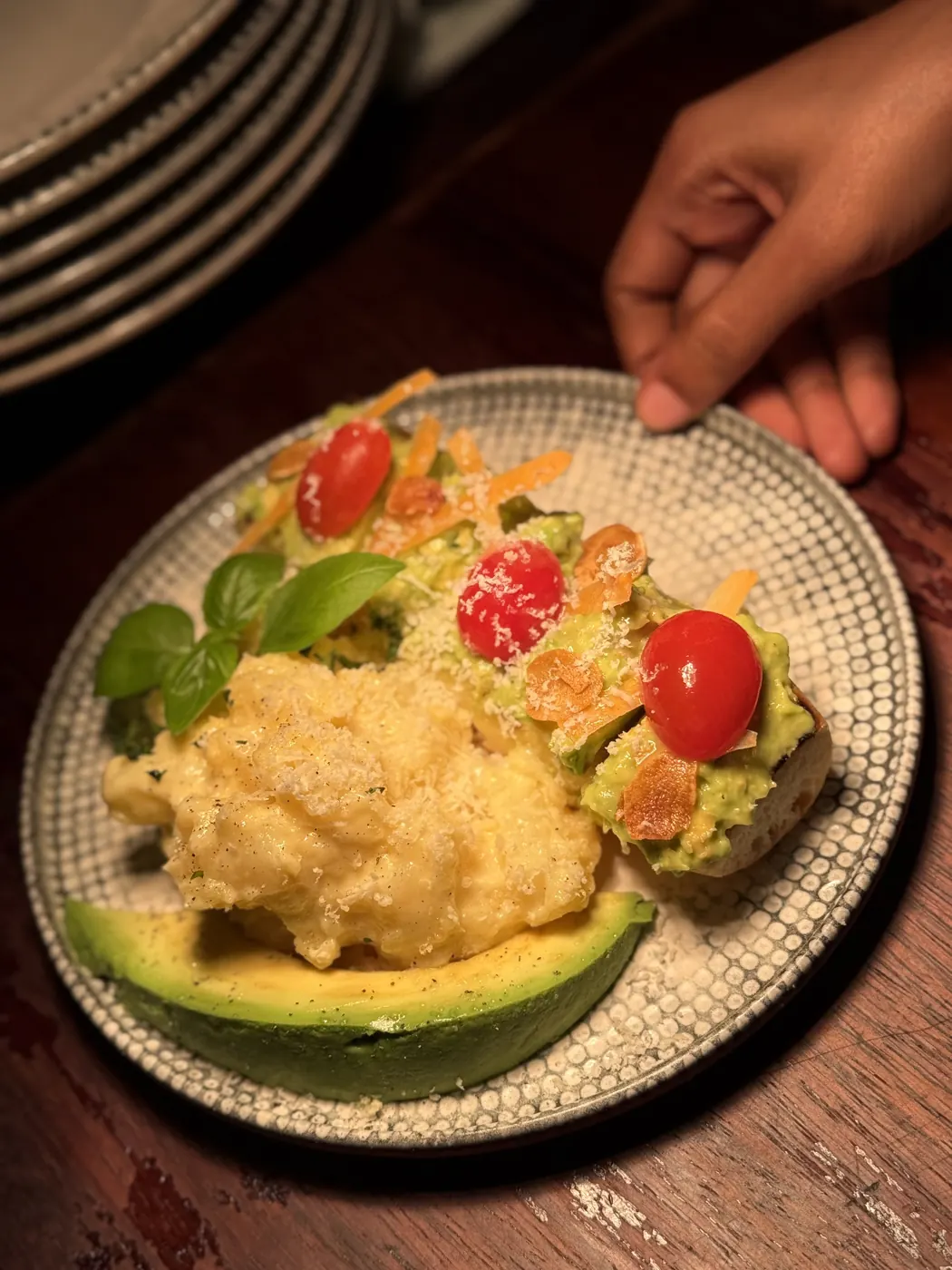 Avocado toast with scrambled eggs