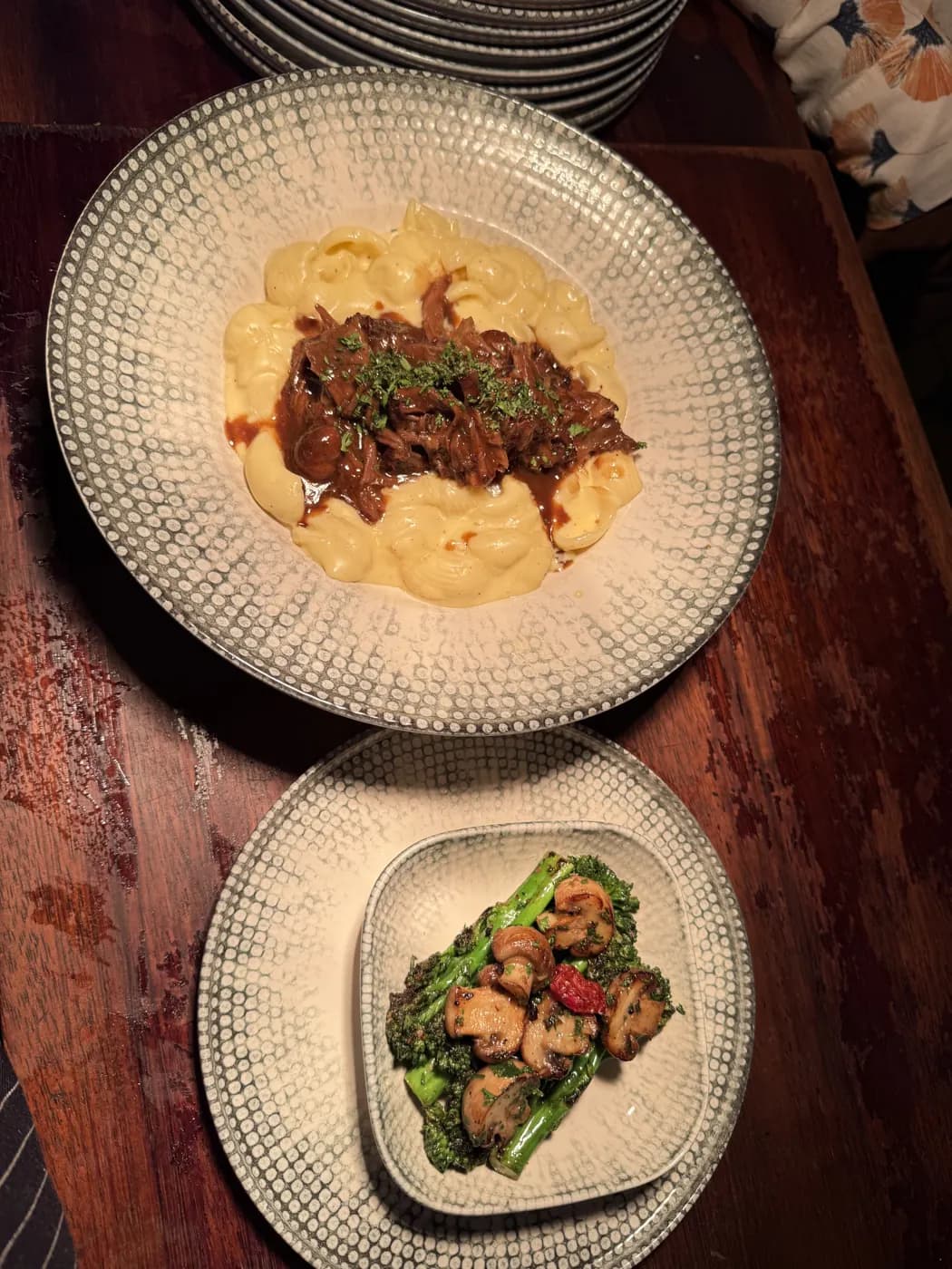 Braised beef with greens
