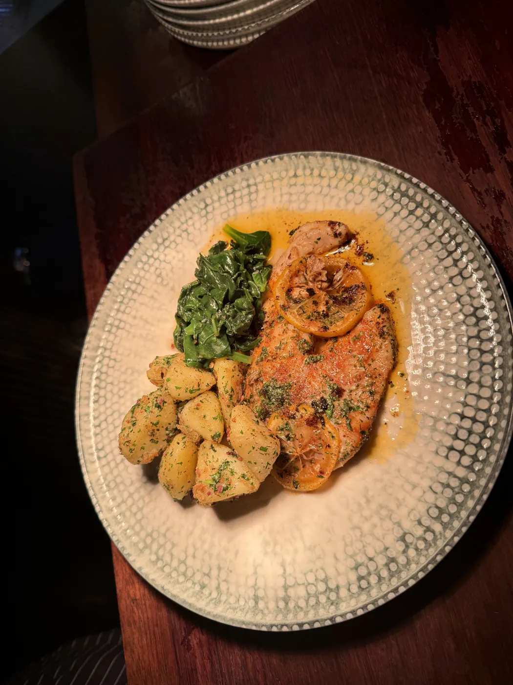 Chicken, potatoes and greens